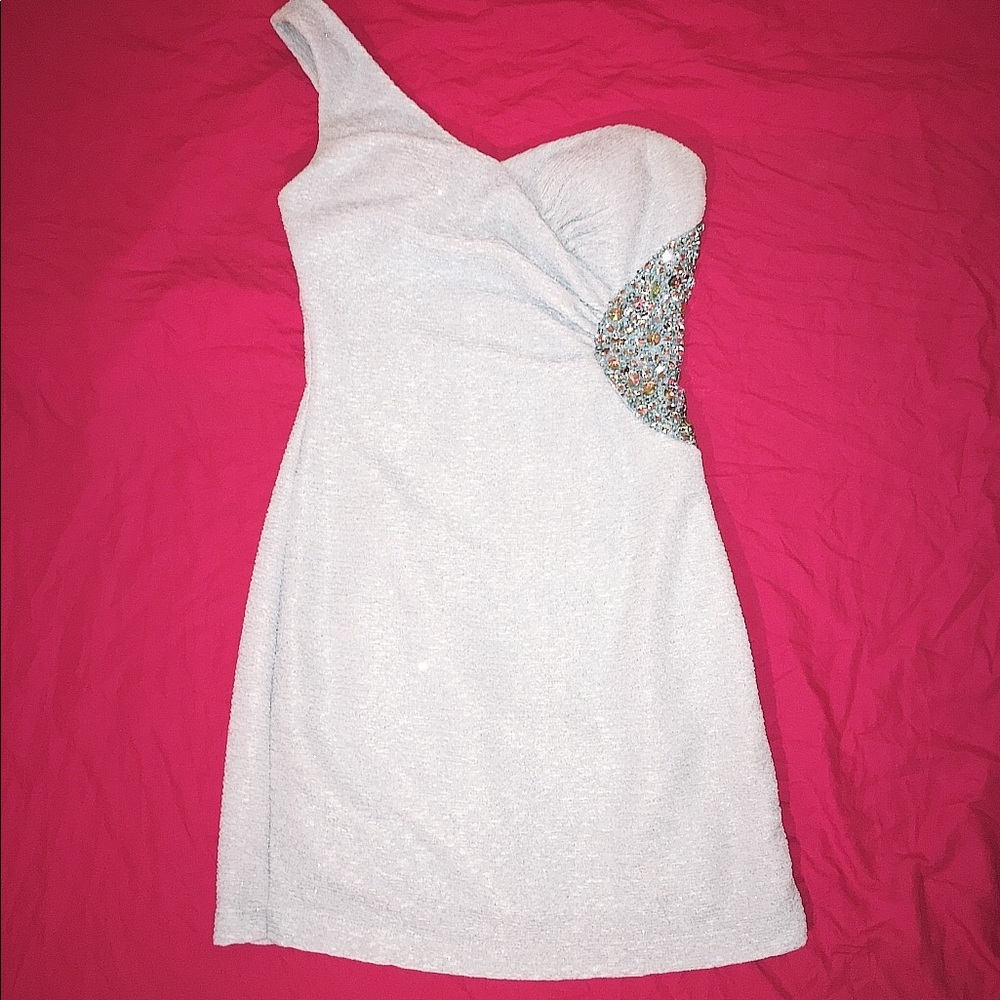 Sparkly baby blue, dress w/ crystals!